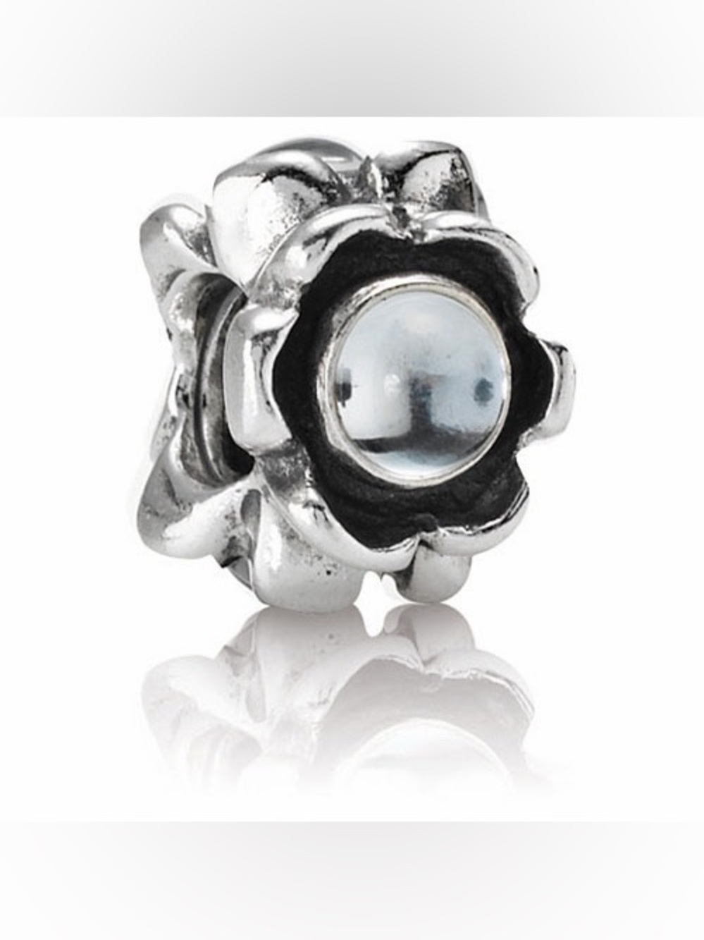 Pandora Retired Sterling Silver Ribbon Charm with Moonstone - 790279MS Excellent